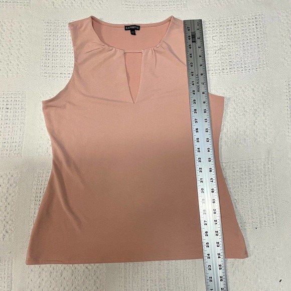 women’s EXPRESS peach blouse large keyhole front sleeveless T2 2875 - Picture 3 of 6